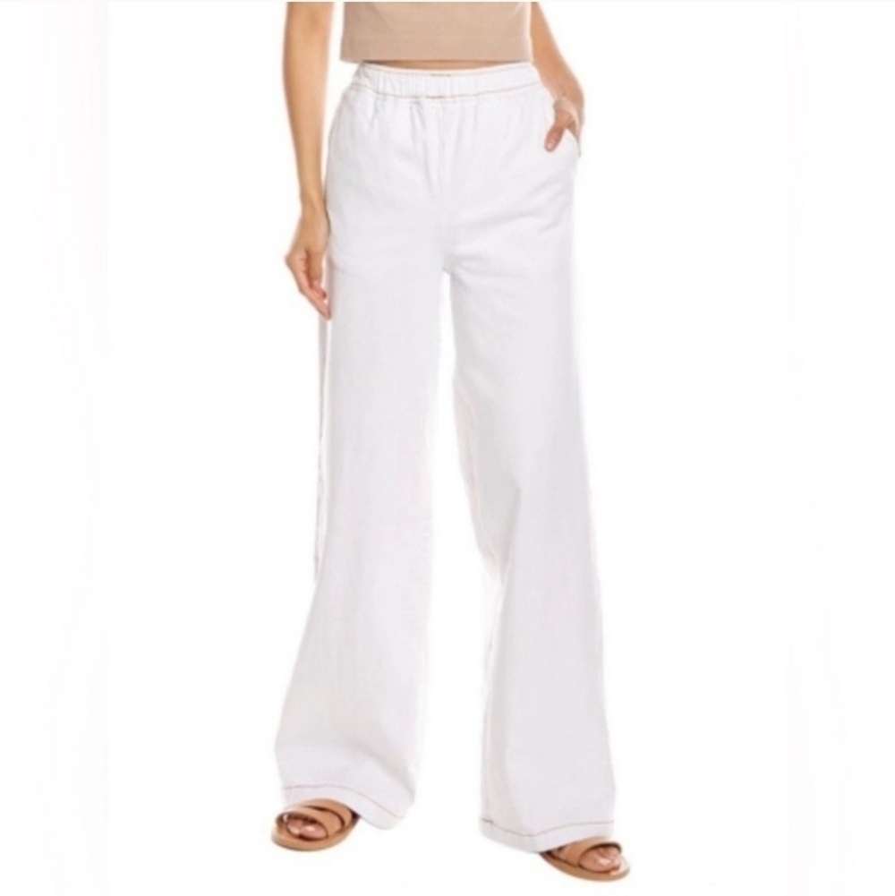 WeWoreWhat White Straight Leg Pull On Stretch Twill Denim Pants, Size‎ Medium